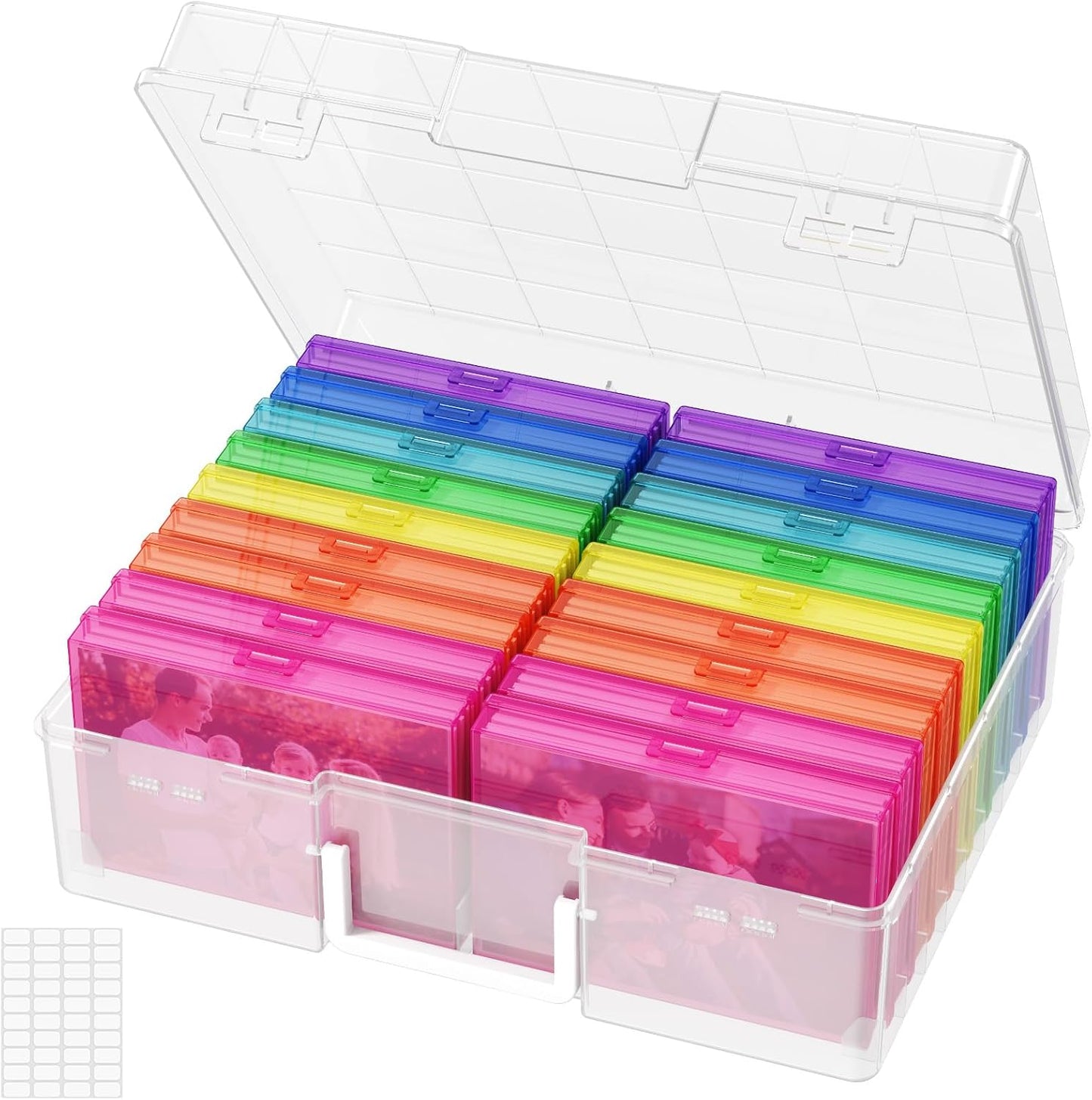 Caja plástico 4x6pulg 18pzas transparente arcoíris