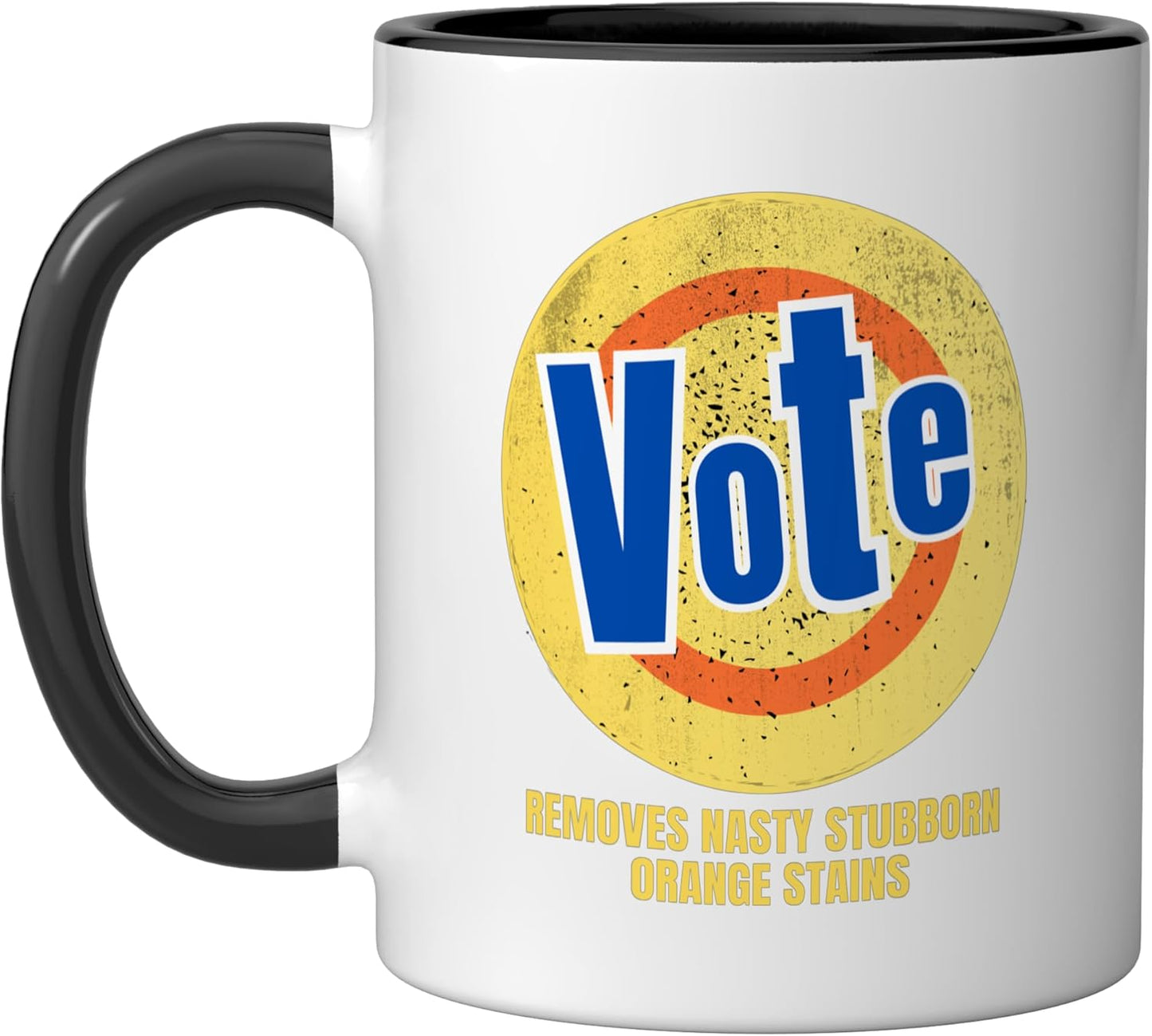 Taza cerámica anti-Trump con estampado negro y blanco