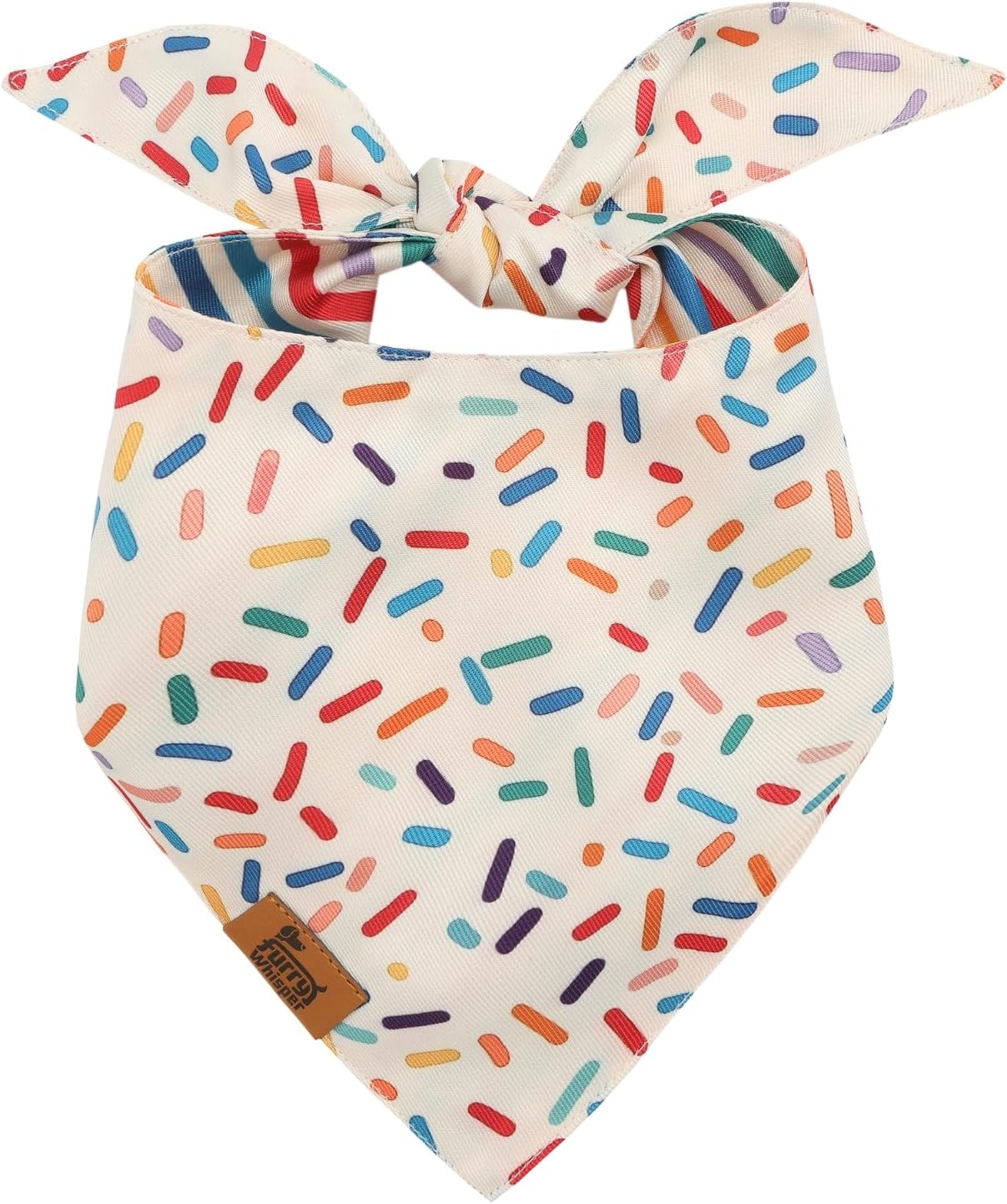 Bufanda ajustable para perros grandes colorida con confeti a rayas