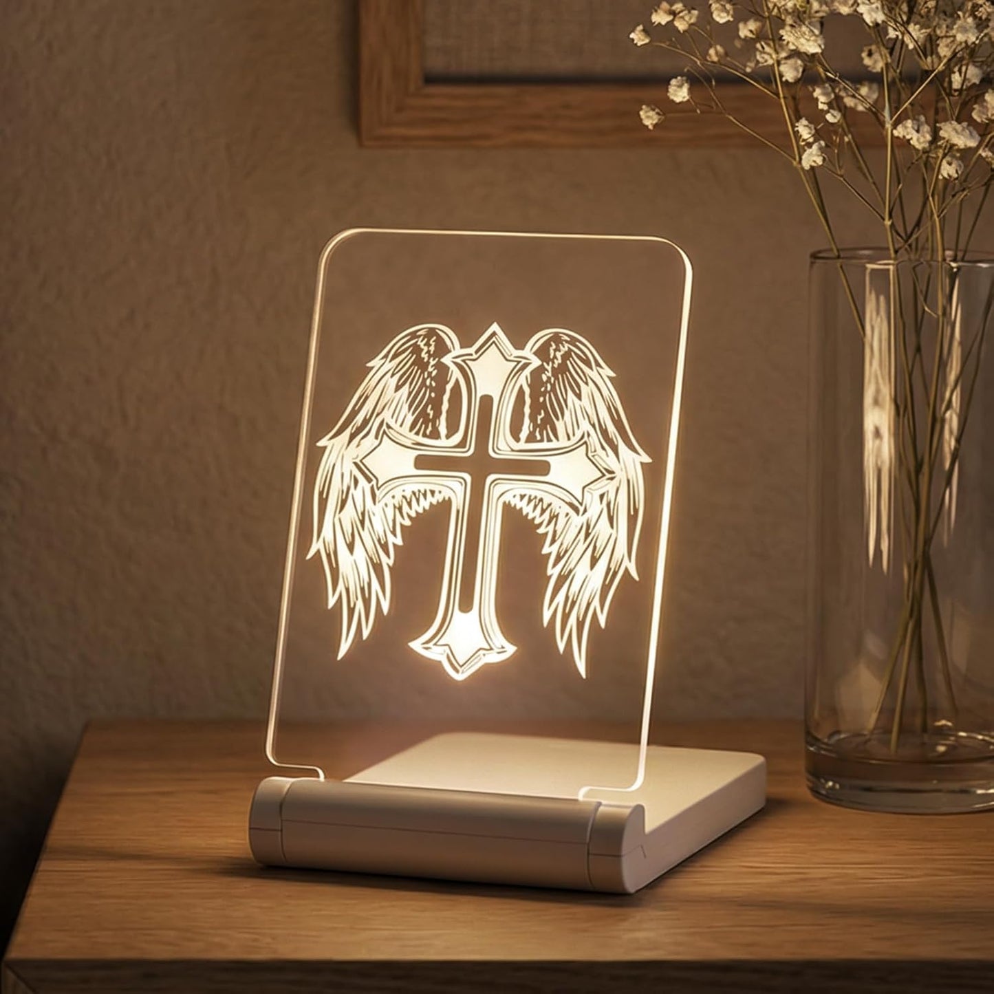 Luz Nocturna LED Ángel Plegable Recargable Control Brillo