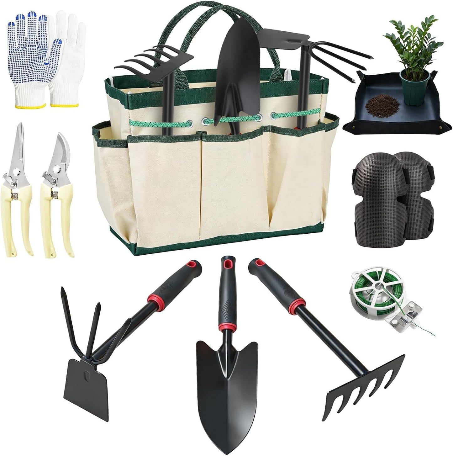 Set 10 Herramientas Jardinería Acero Inox Tijeras