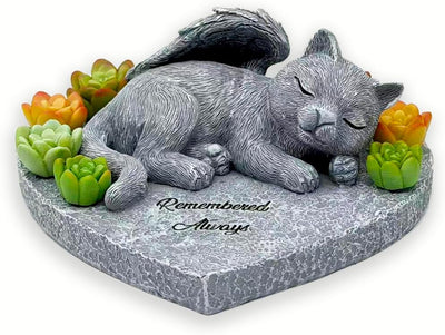 Estatua gato durmiendo piedra jardín suculenta lápida regalo
