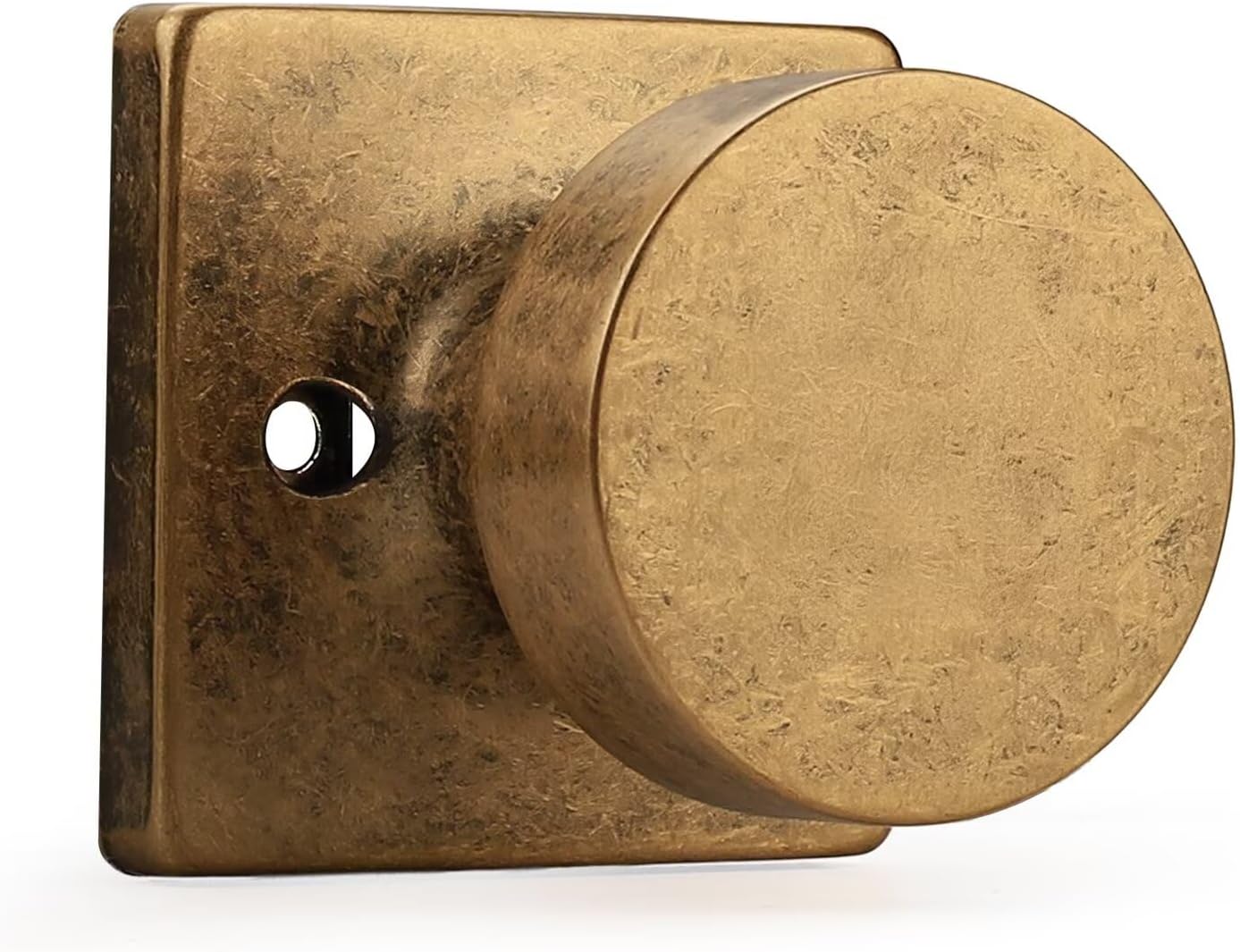 Pomo puerta latón antiguo para interior con perilla cuadrada