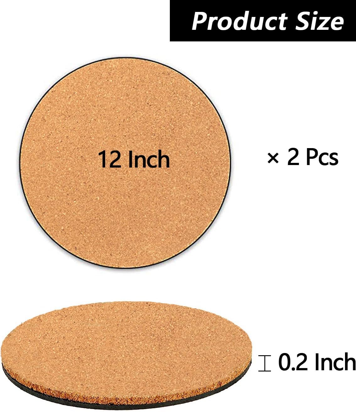 2 Pzas Posavasos Corcho 12pulg para Macetas Piel y Negro