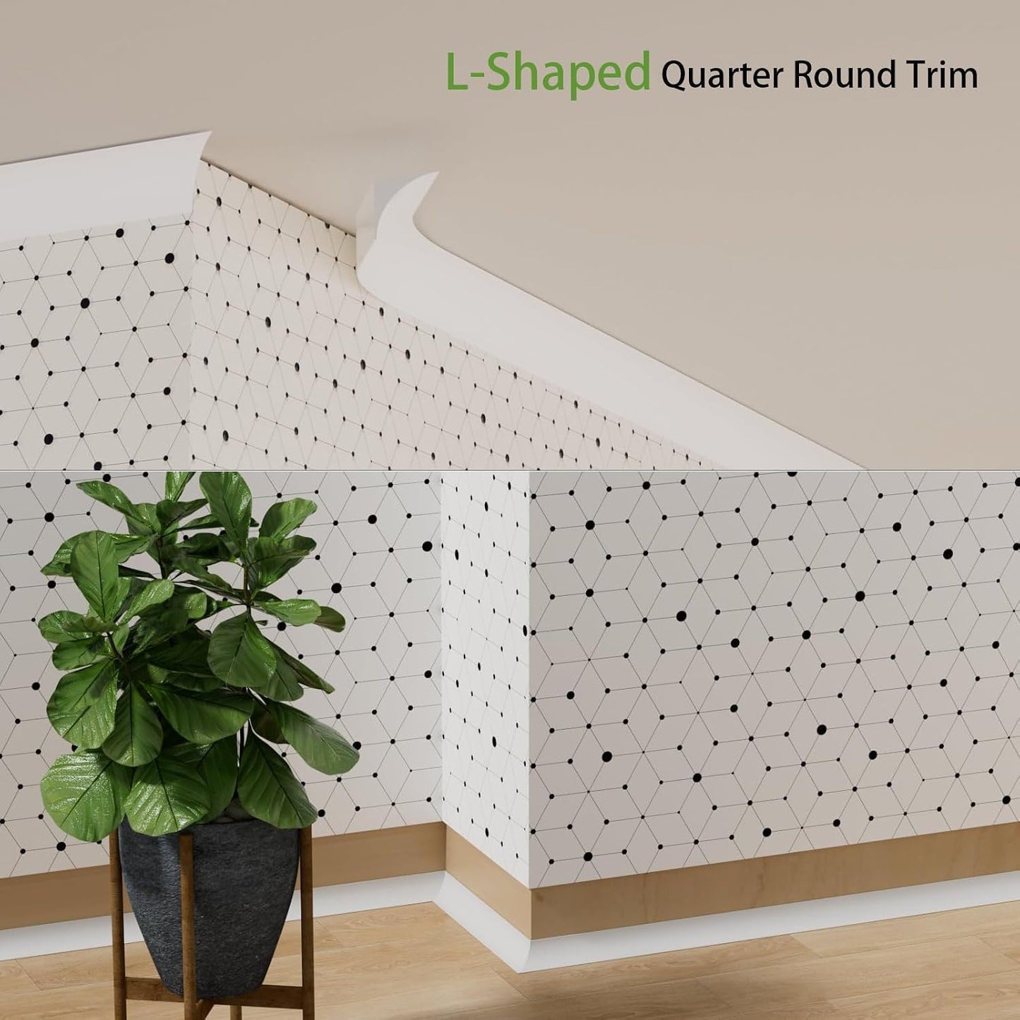 Moldura esquina autoadhesiva flexible 354pulg para piso pared