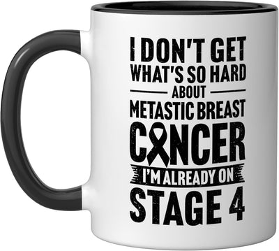 Taza cerámica para combatiente de cáncer de mama negra/blanca