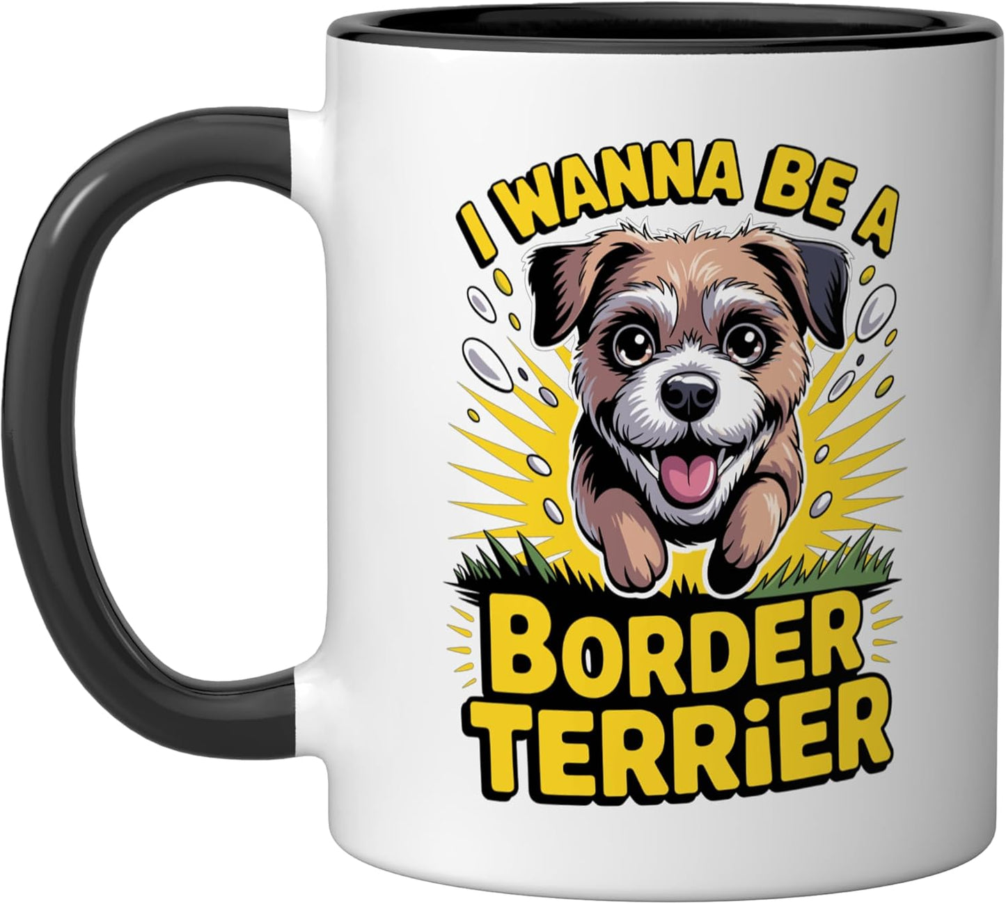 Taza cerámica cartoon perro Border Terrier negro/blanco