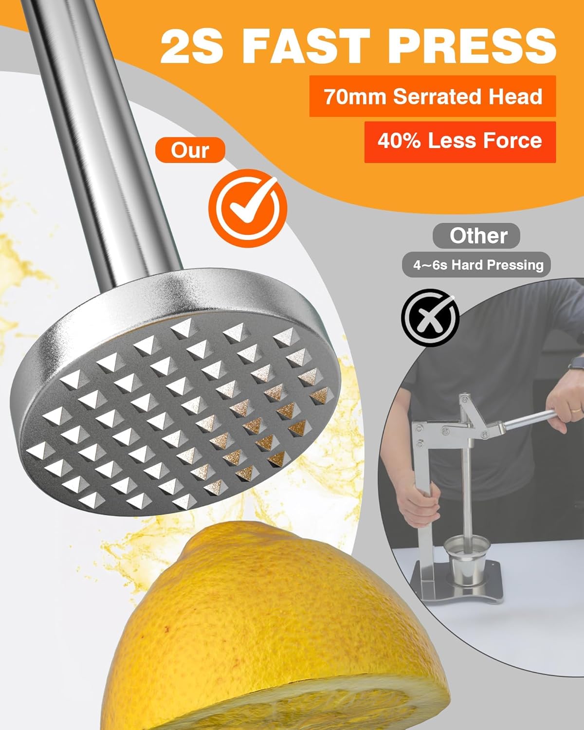 Exprimidor manual acero inox con ventosas cítricos