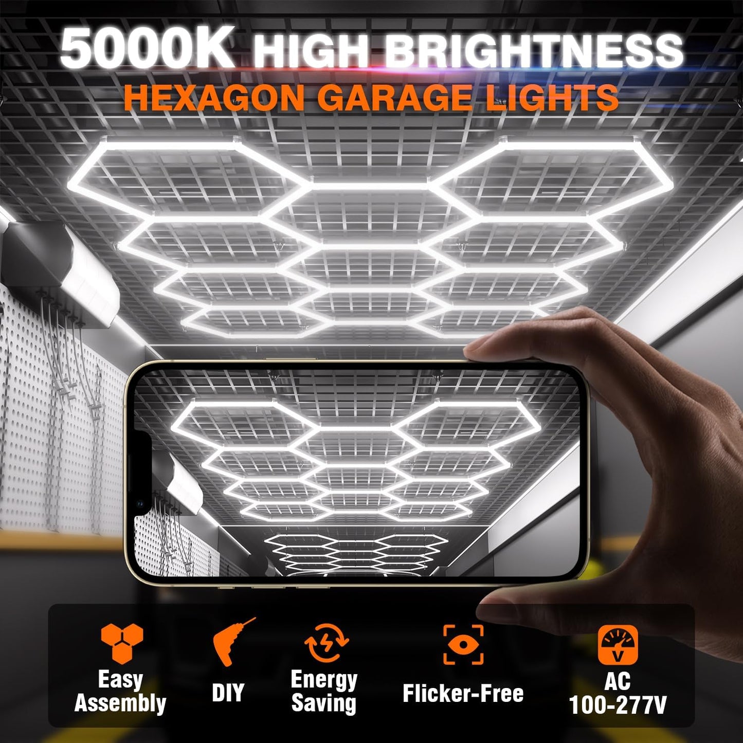 Luces hexagonales LED para gimnasio 460W 55200lm
