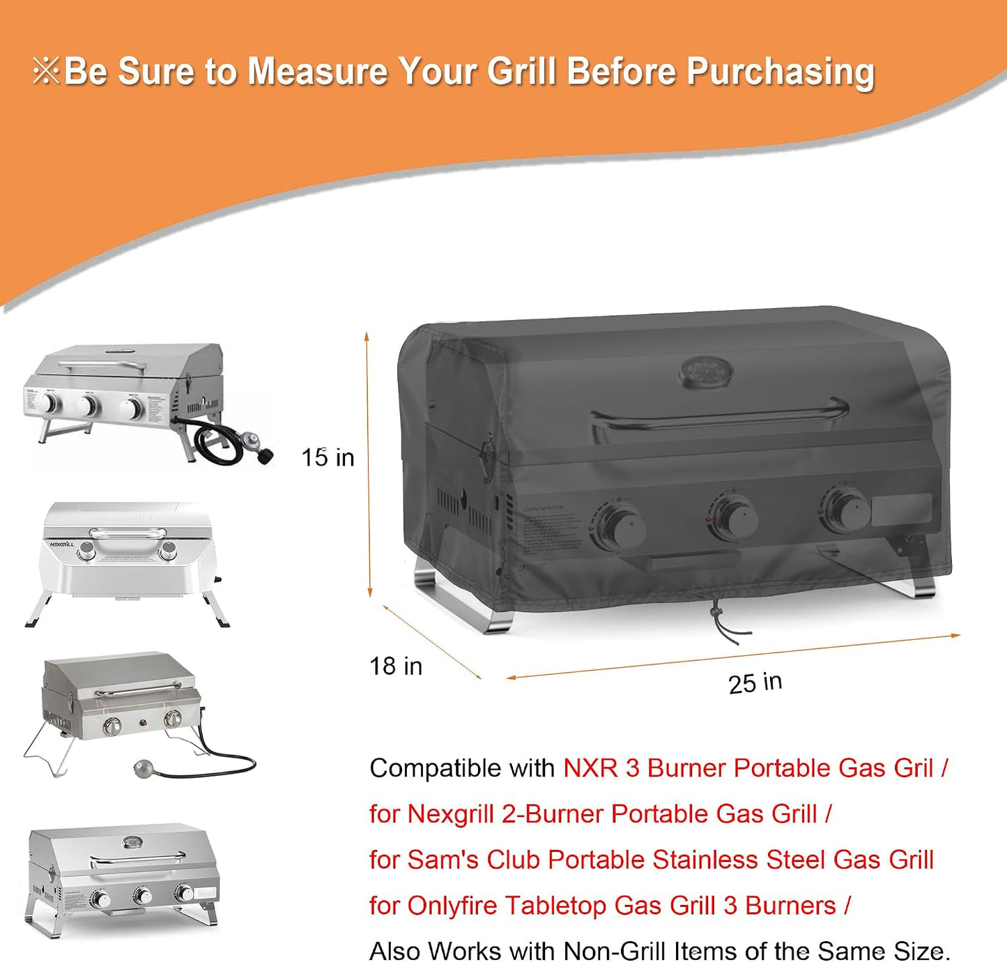 Cubierta parrilla Nexgrill NXR 25pulg impermeable 600D