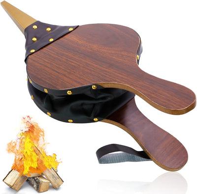 Fuelle chimenea madera 17x7.5pulg correa cuero marrón barbacoa