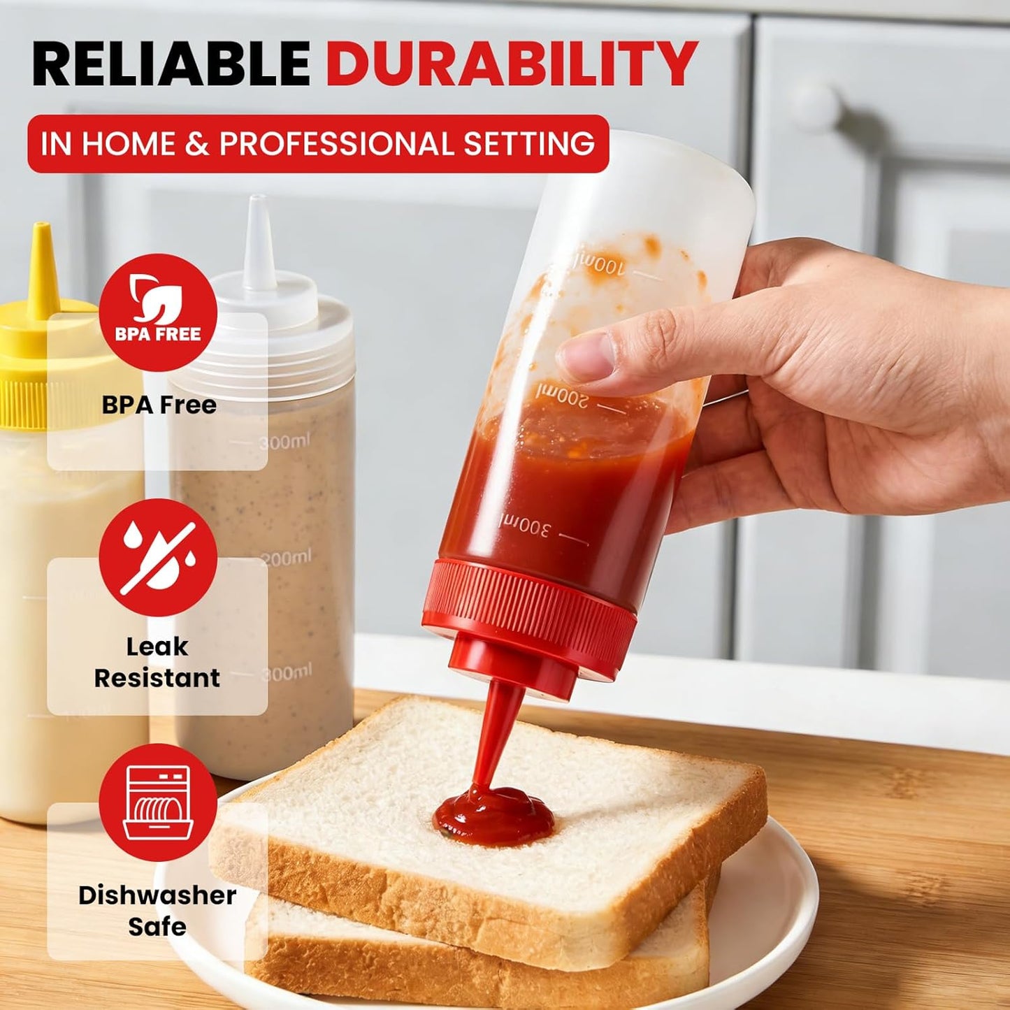 Juego de botellas exprimibles multicolor para cocina y barbacoa 12 oz