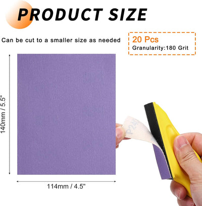 20 Pzas Papel Lija Alúmina 180 Grano 4.5x5.5pulg