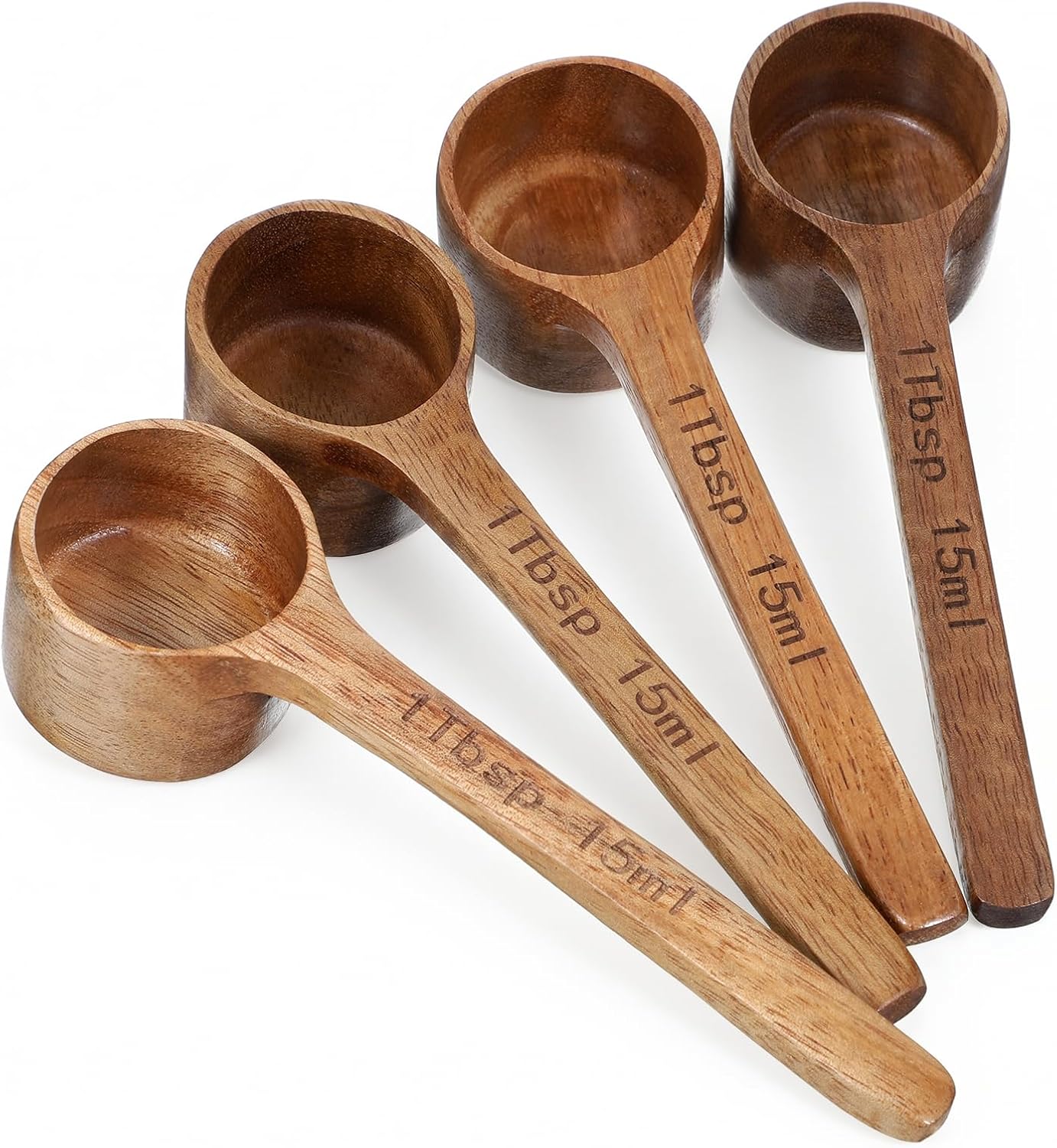 Paquete de 4 cucharadas medidoras de madera de acacia para frascos