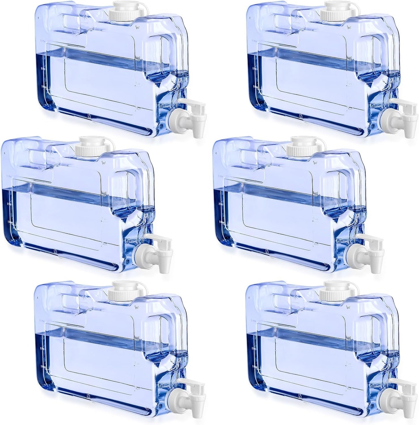 6 Dispensadores Agua Plástico Sin BPA Azul 2gal