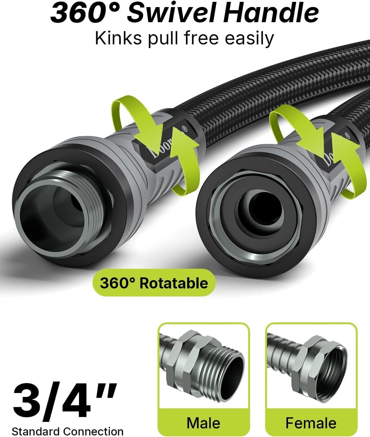 Manguera jardín flexible duradera alta presión 10ft negro