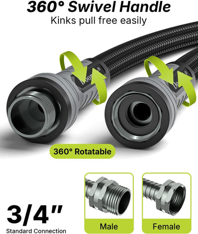 Manguera jardín flexible duradera alta presión 10ft negro