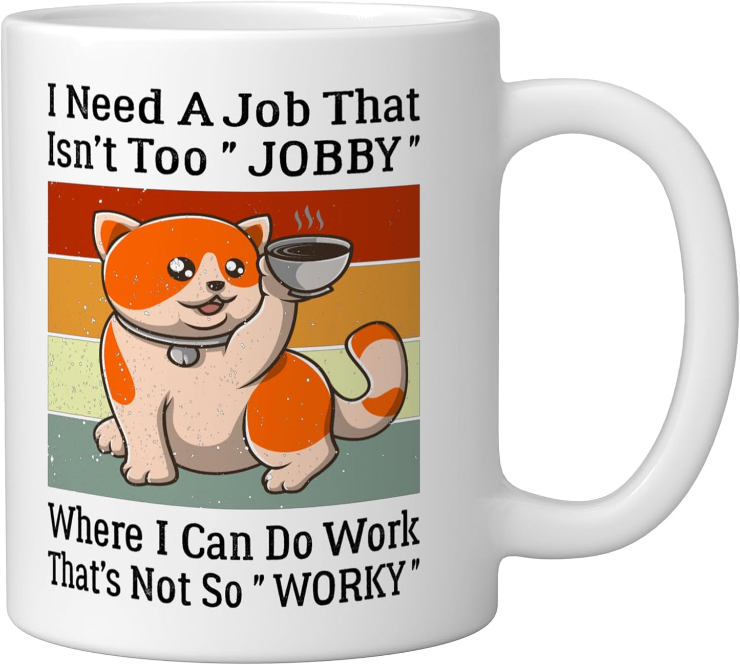 Taza Cerámica Gato Perezoso Estilo Retro Blanco