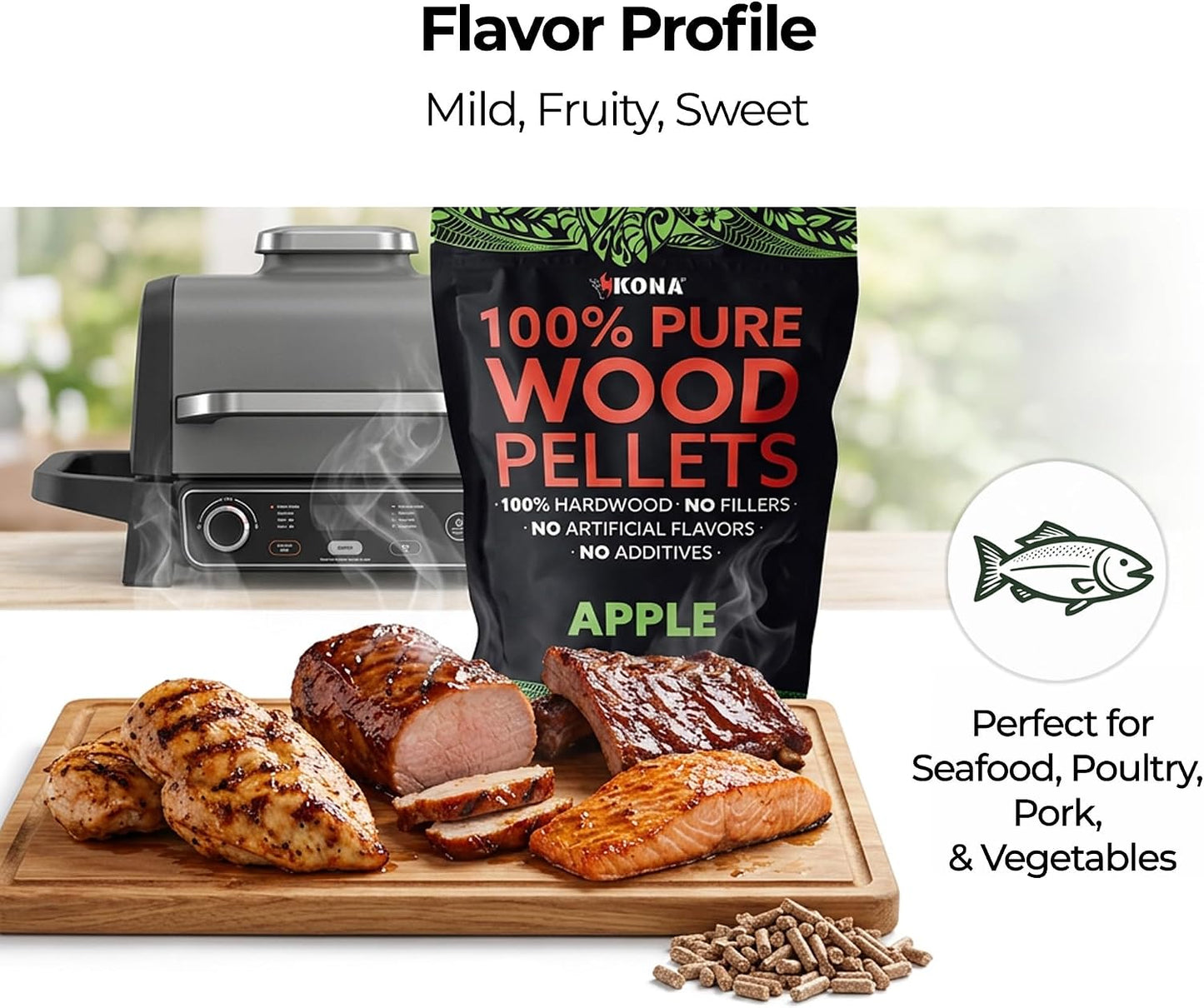 Pellets manzana parrilla Ninja 8lb bolsas resellables