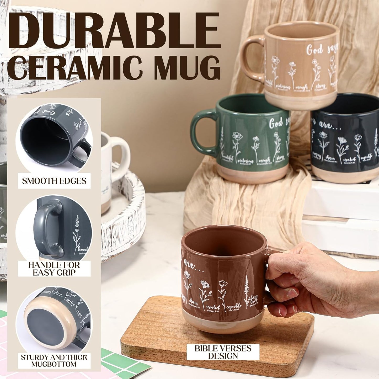 Tazas cristianas Didaey para mujer 13 oz con versículos bíblicos