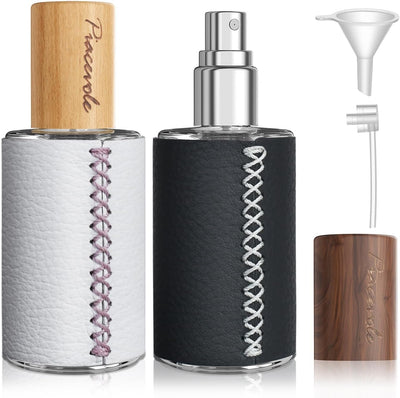 2 Botellas Perfume Vidrio Recargables Viaje Negroblanco 0.7oz