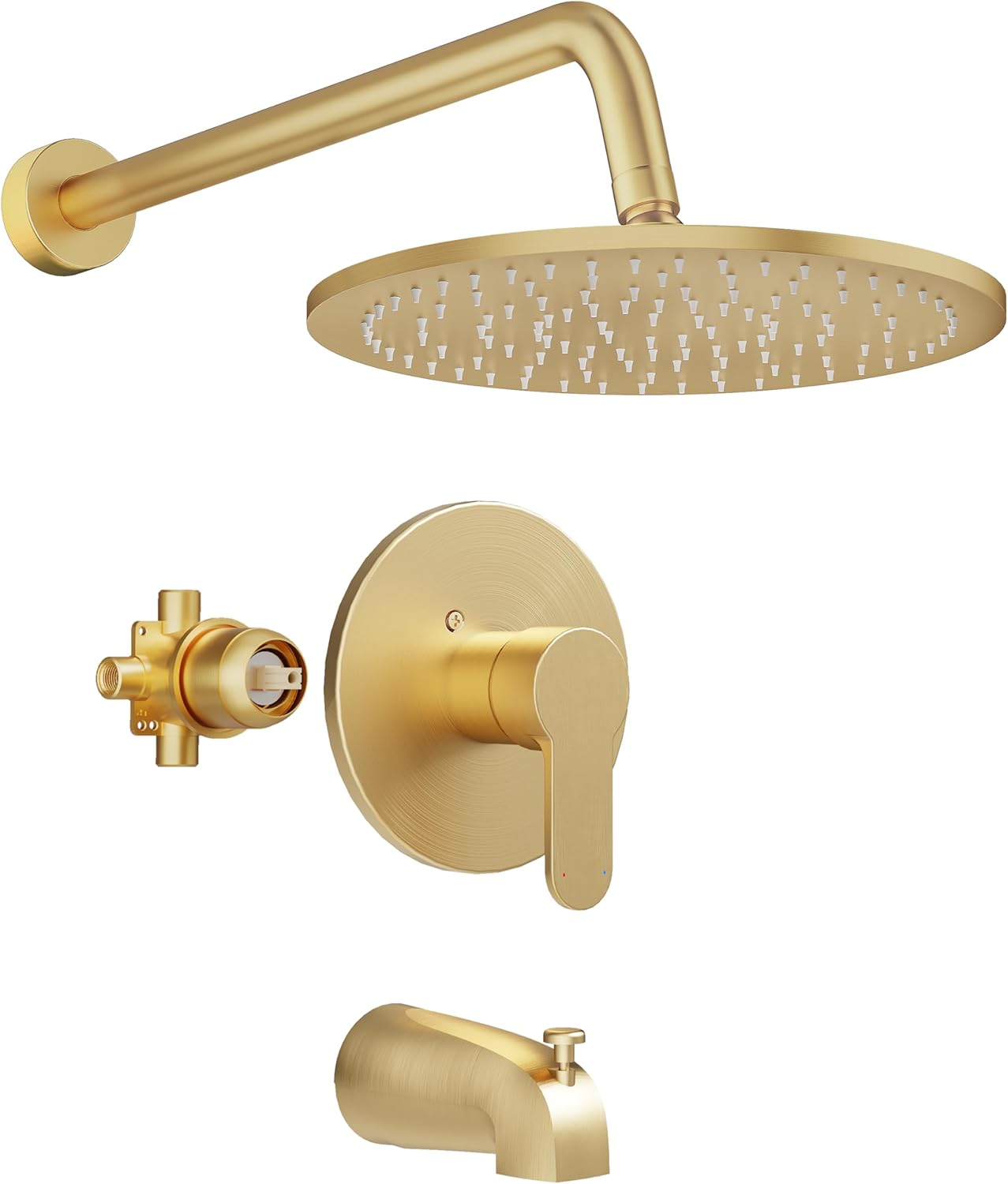 Juego grifo ducha bañera cabezal 10pulg alta presion dorado