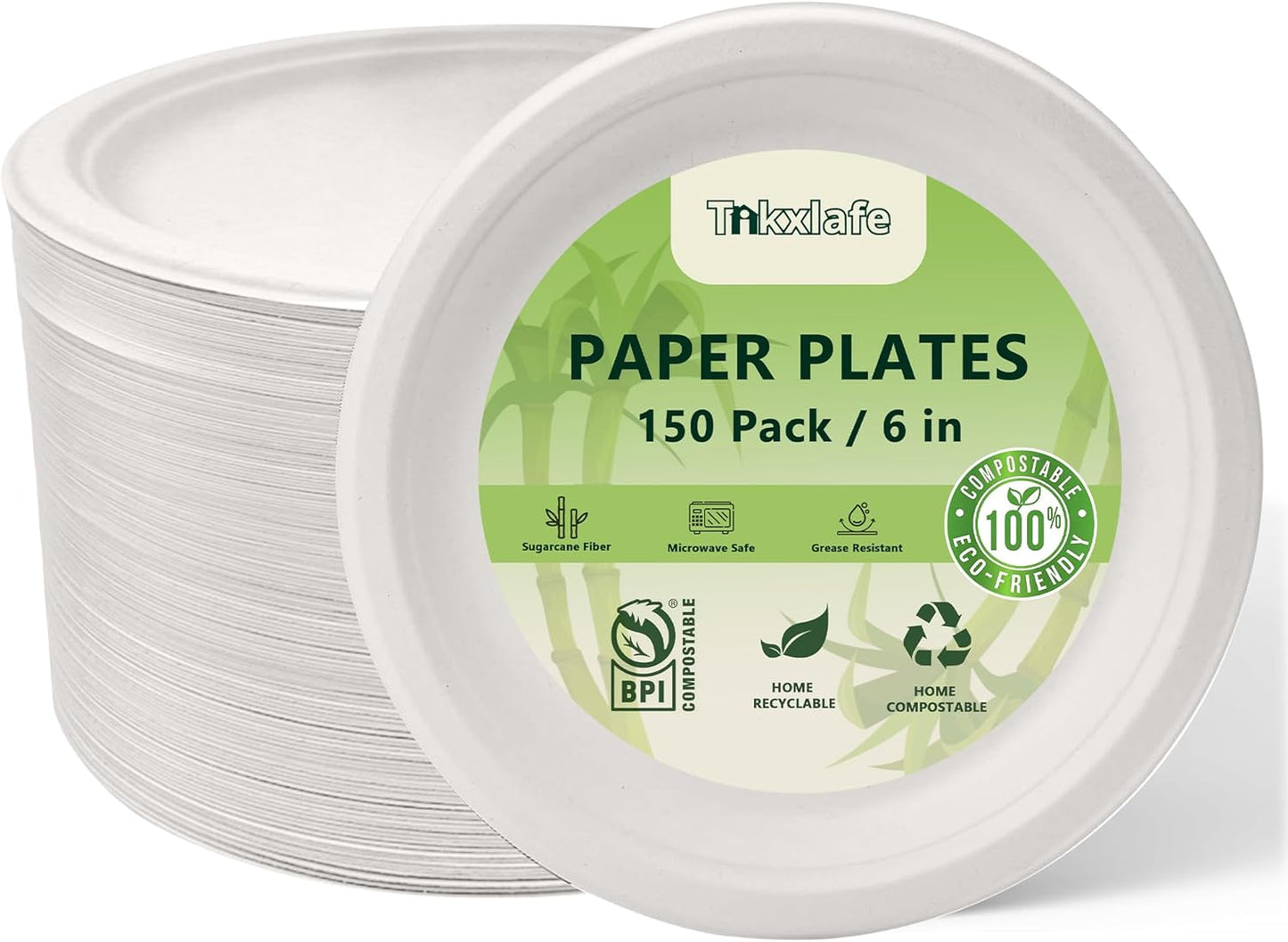 Platos de papel compostables de 6 pulgadas sin BPA para fiestas y eventos