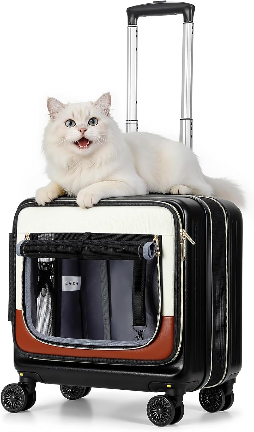 Maleta transportadora para mascotas 2en1 con ruedas y mango