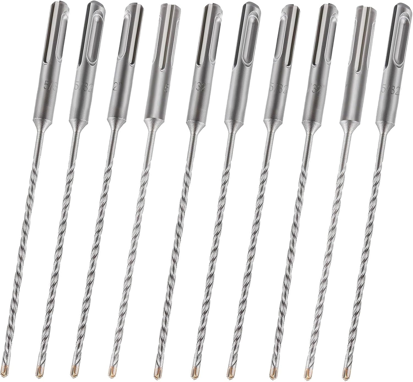 Set 10 Pzas Brocas SDS Plus Carburo Doble Rosca Hormigón