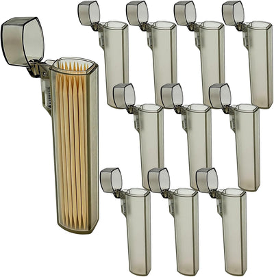 Dispensador palillos dientes 10uds color gris transparente