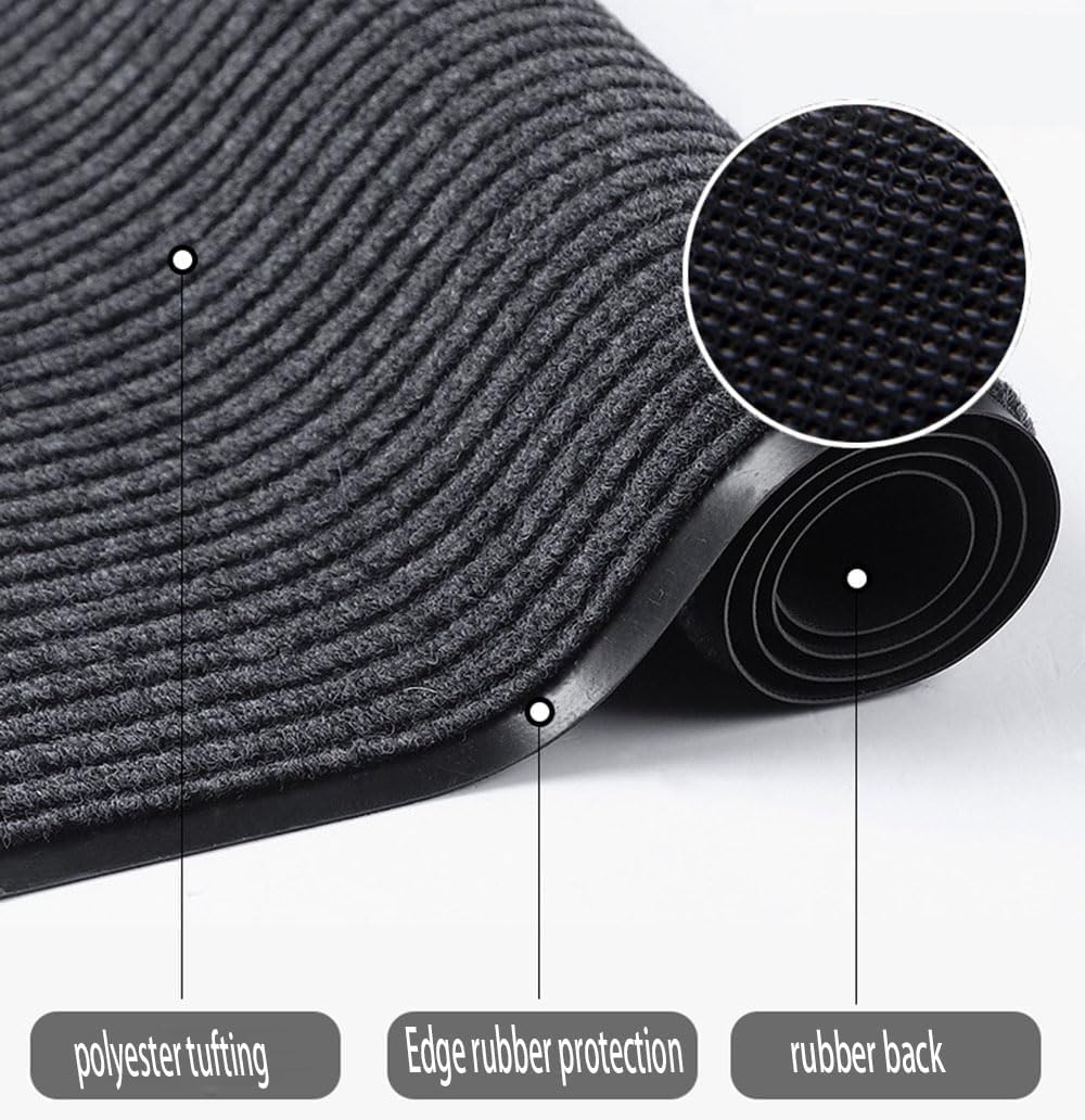 Tapete doble acanalado goma impermeable 3x16.4ft gris