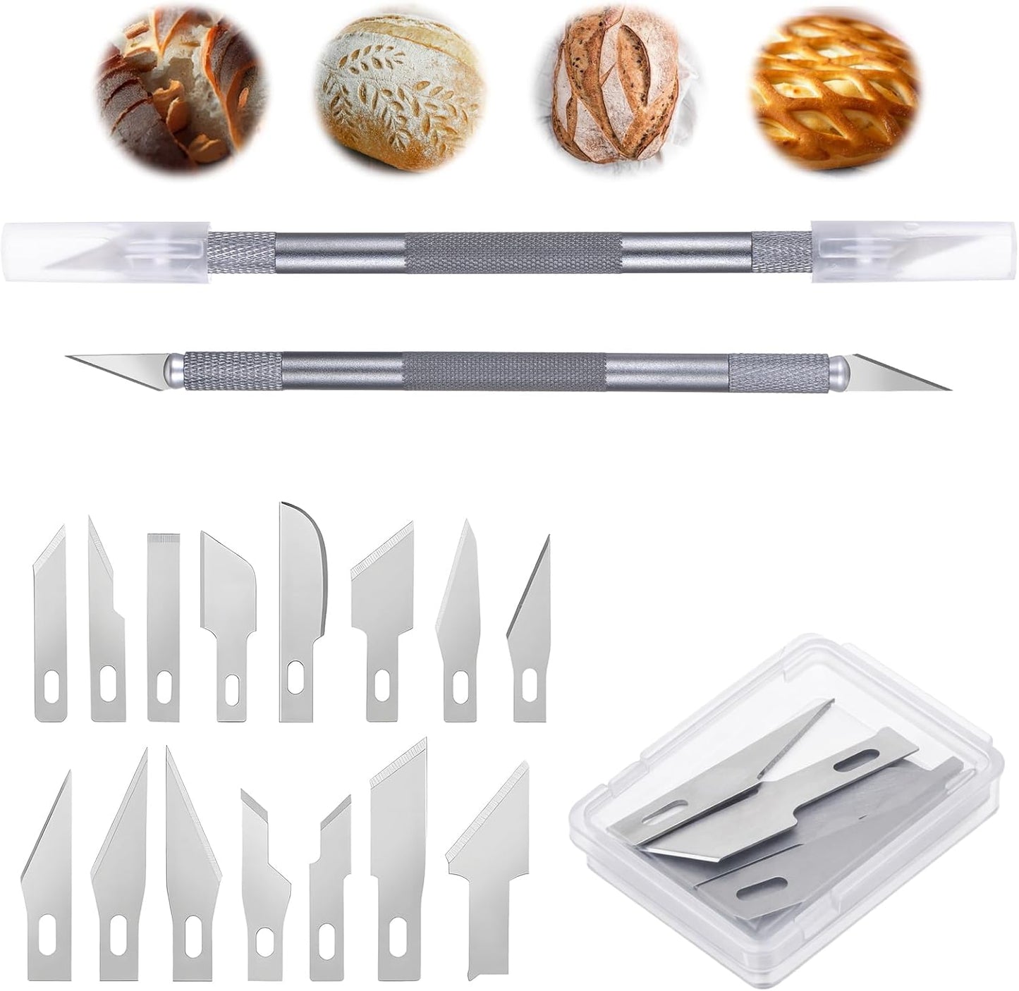 Cuchillo doble punta 15 cuchillas acero inox para masa madre