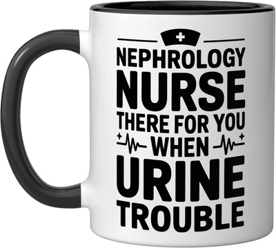 Taza de cerámica para enfermero renal y técnico de diálisis negra/blanca