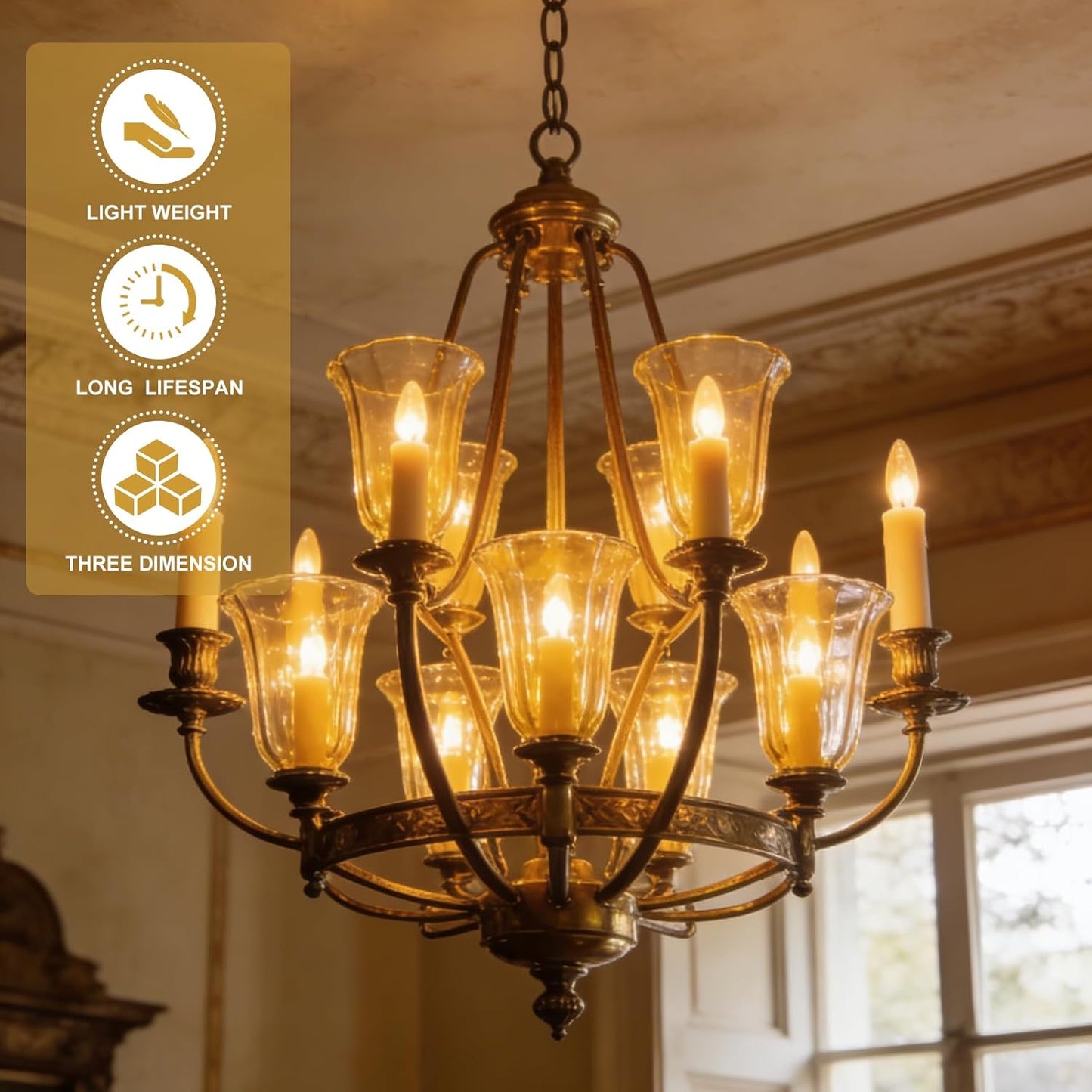 Protectores velas para soporte luz E12 28mm dorado