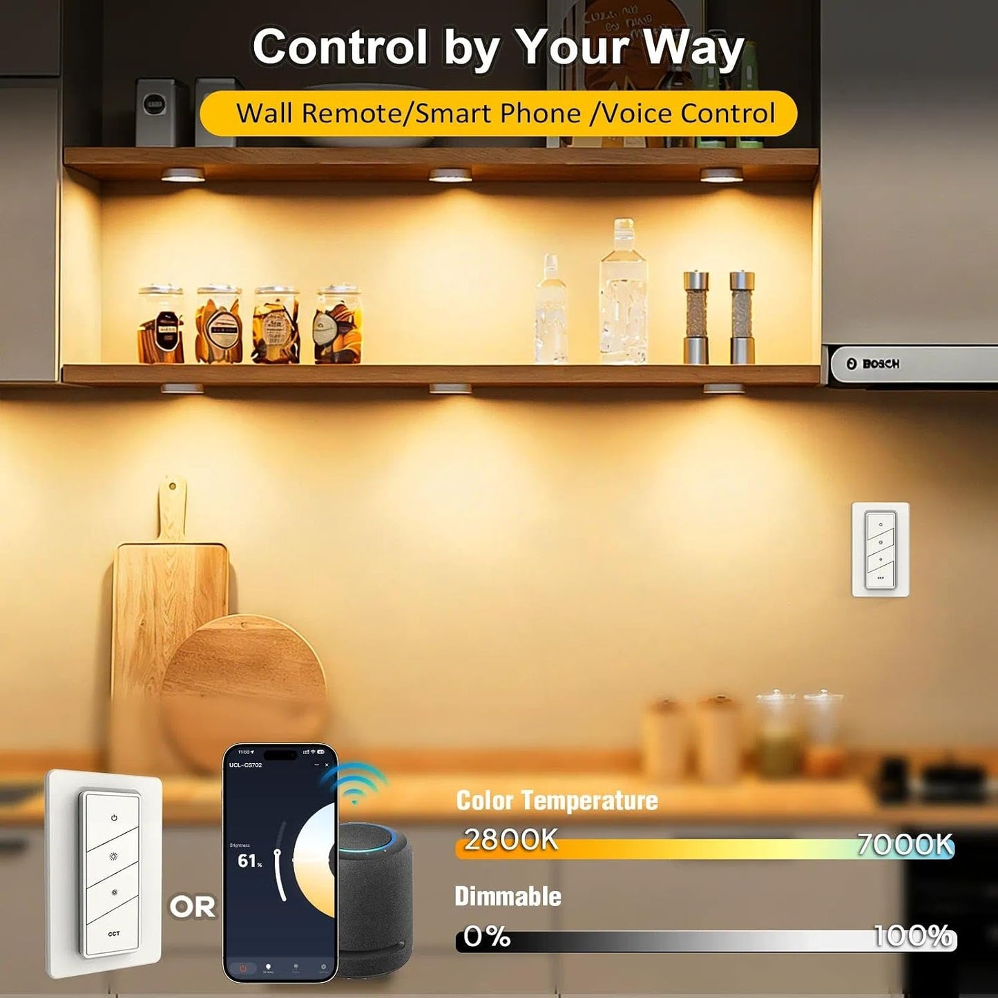 Luces LED disco paquete 6 CCT 2700K-7000K con app Alexa Google Home