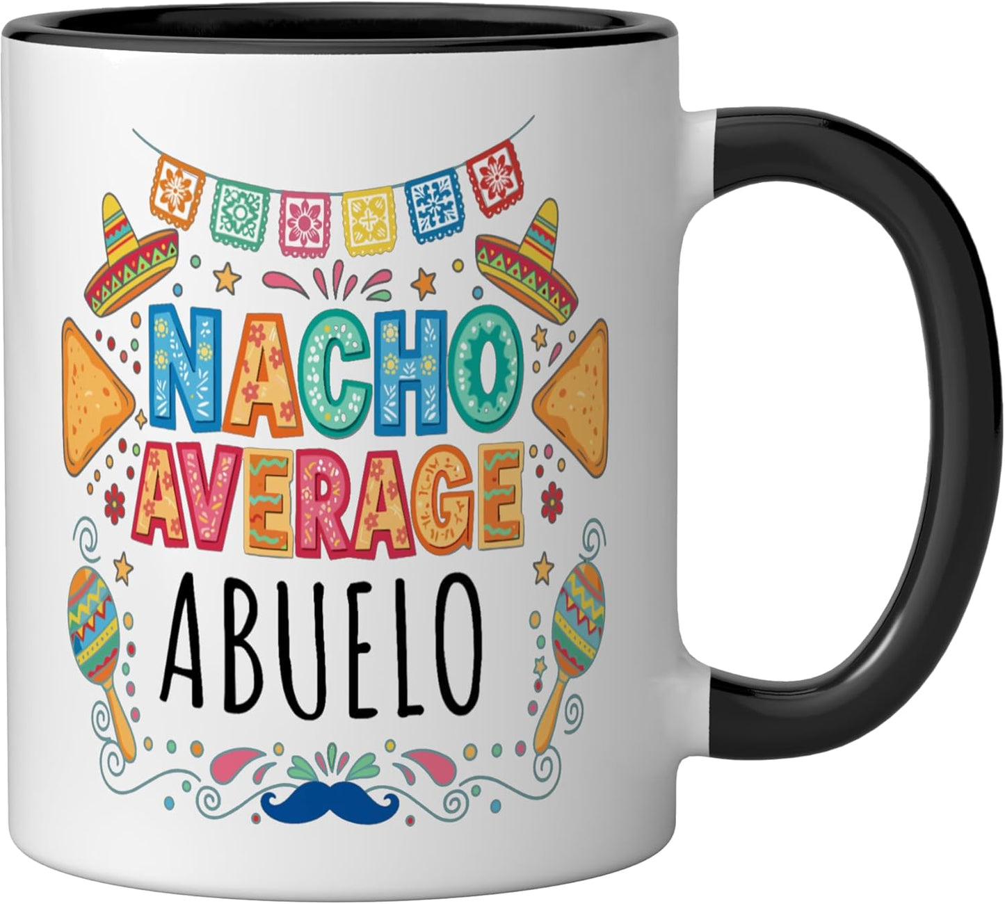 Taza cerámica para fiesta abuelo Nacho Average negro/blanco