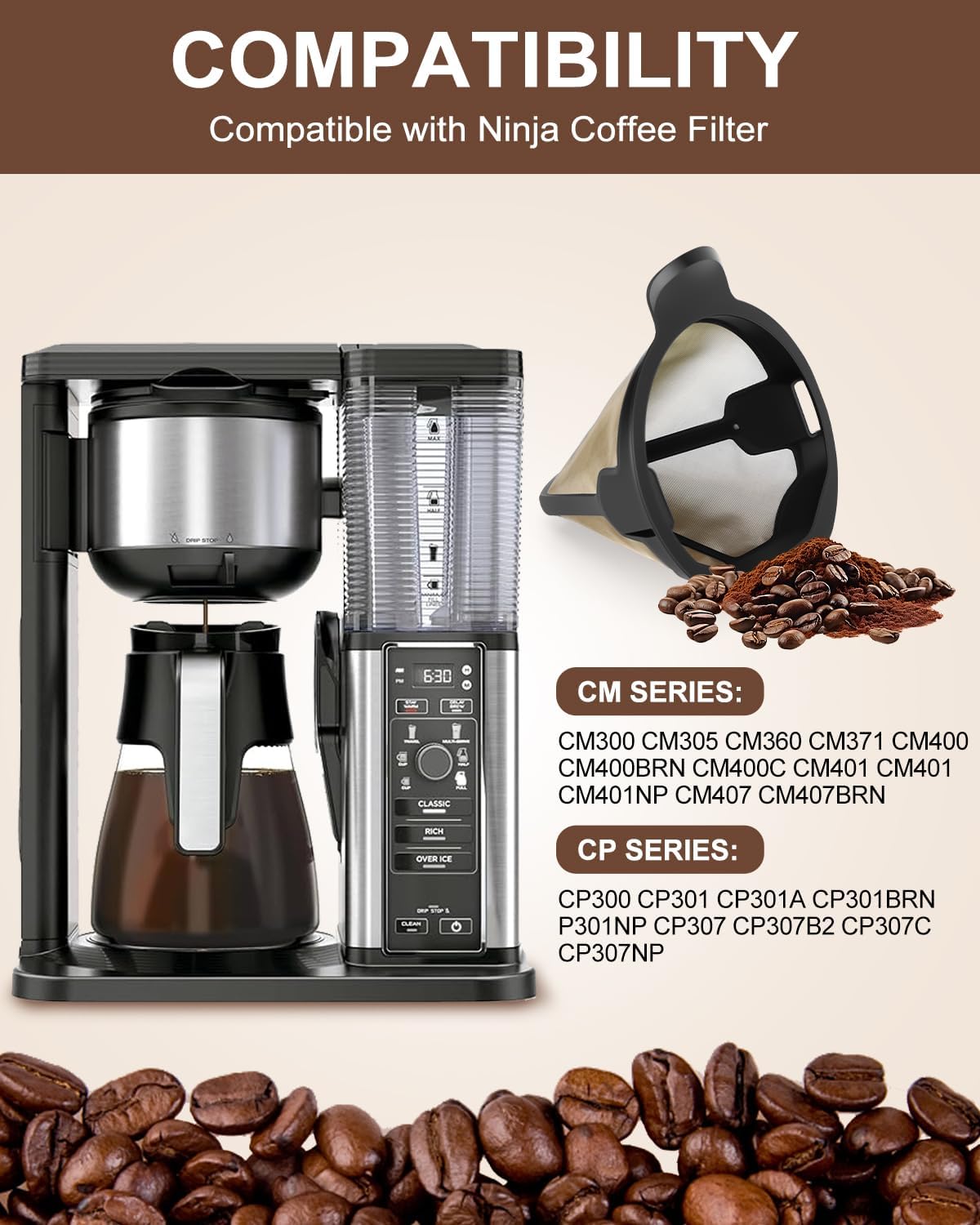 Cesta de filtro de café para cafetera Ninja CM300