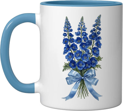 Taza Cerámica Flor de Julio Azul/Blanco