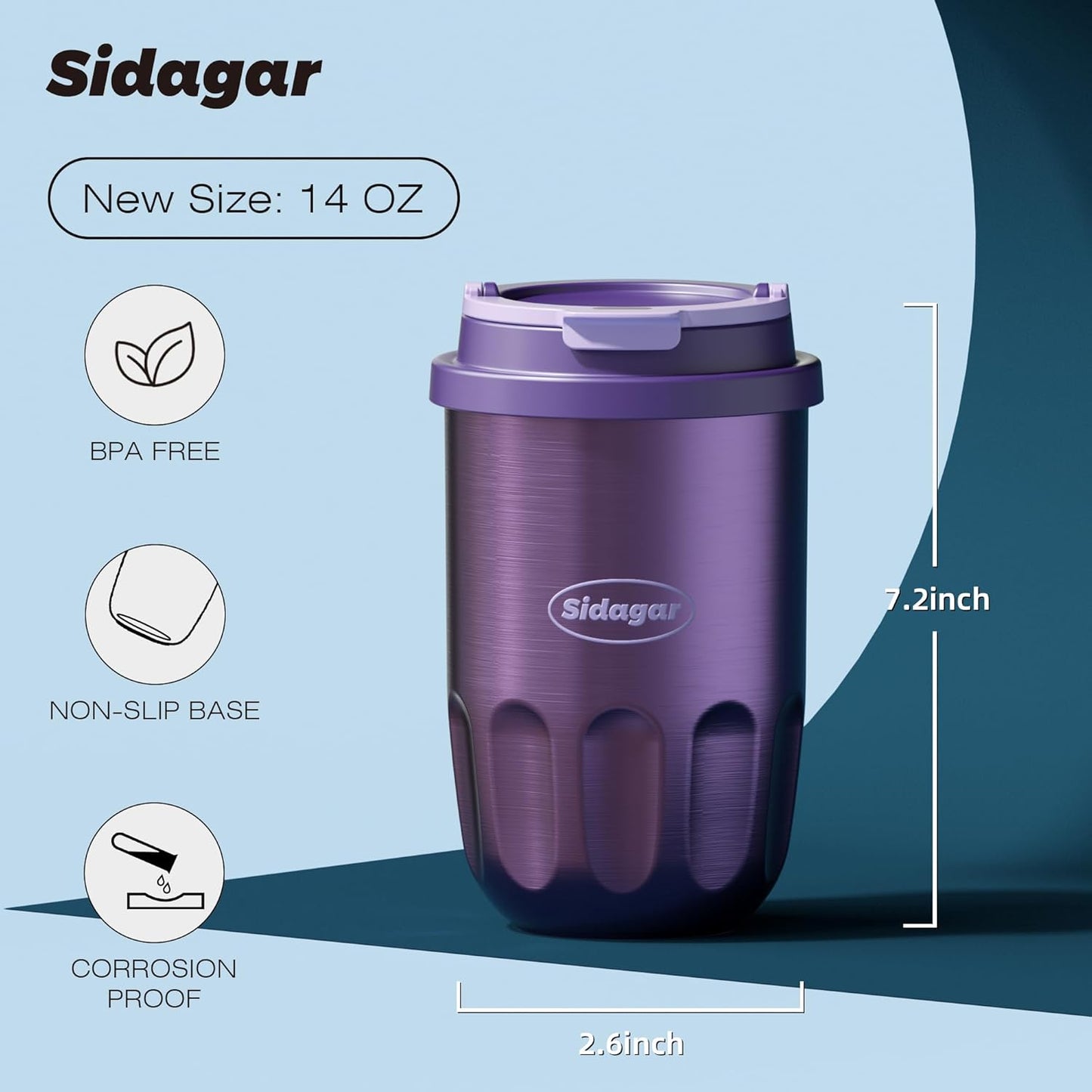 Taza térmica acero inox 14oz con tapa anti derrame