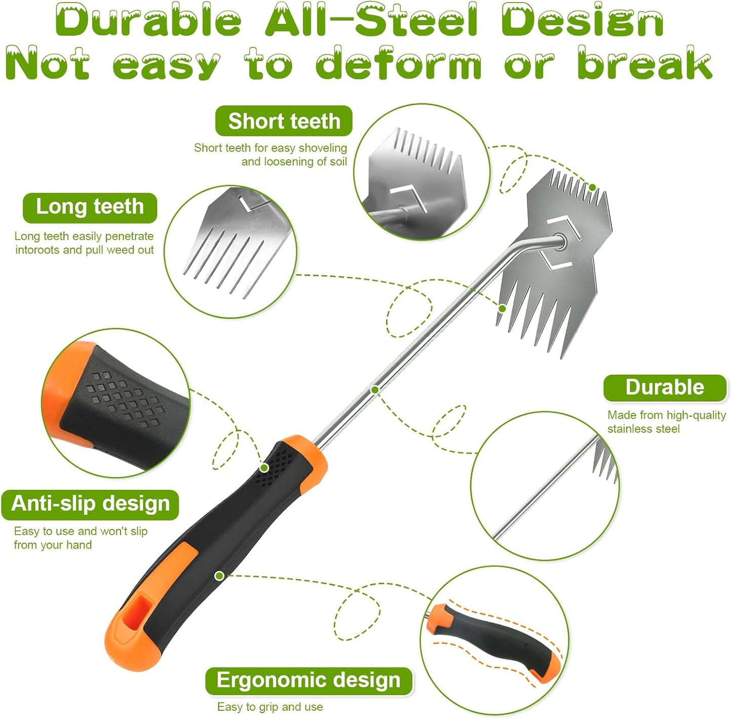 Herramienta deshierbe acero inox mango antideslizante ergonómico