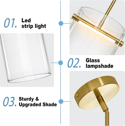 Luces colgantes isla cocina vidrio 10.2pulg LED ajustable