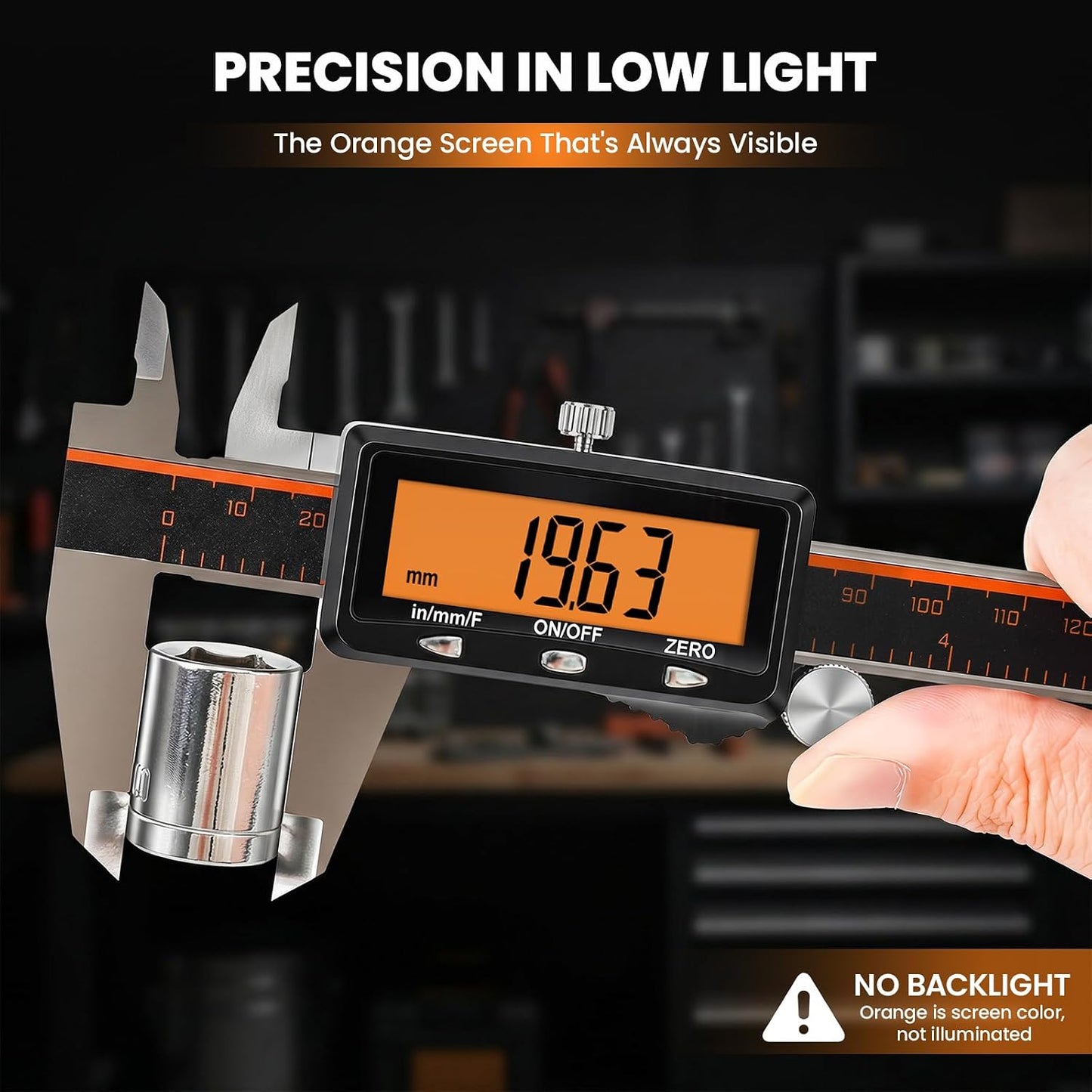 Pinza digital acero inox pantalla naranja grande