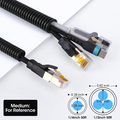 Fundas cable negro 1/4-1/2pulg x50pies