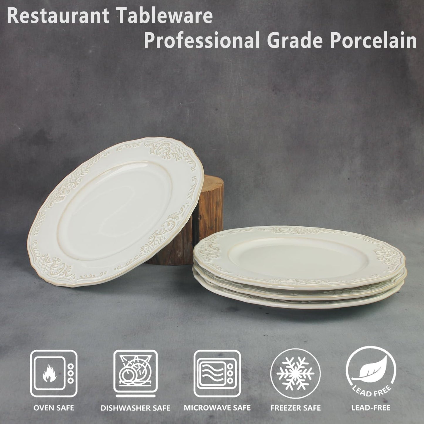 Set 4 Pzas Platos Cerámica En Relieve Microondas
