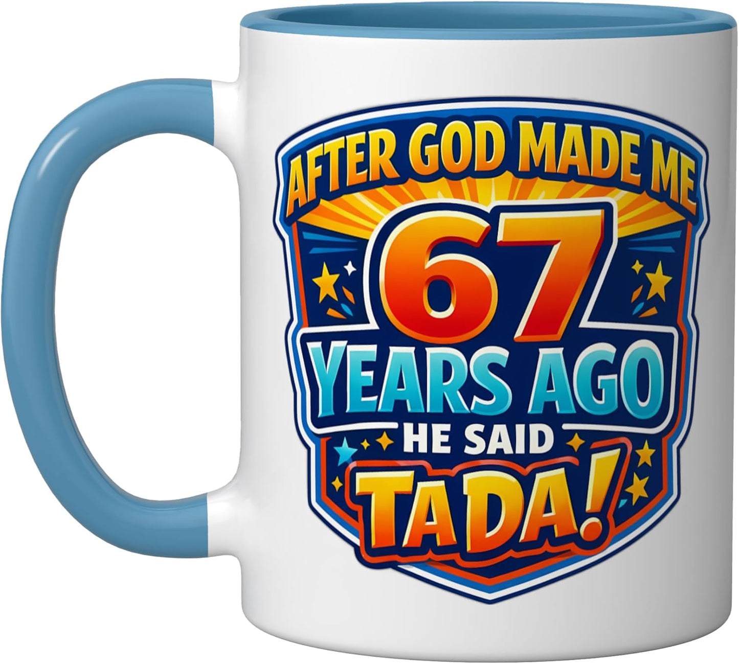Taza Cerámica Cumpleaños 67 Años Azul/Blanco