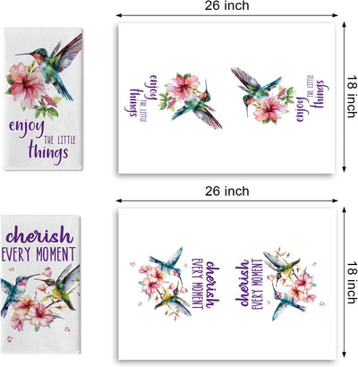 Juego de 2 paños de cocina florales colibrí primavera verano