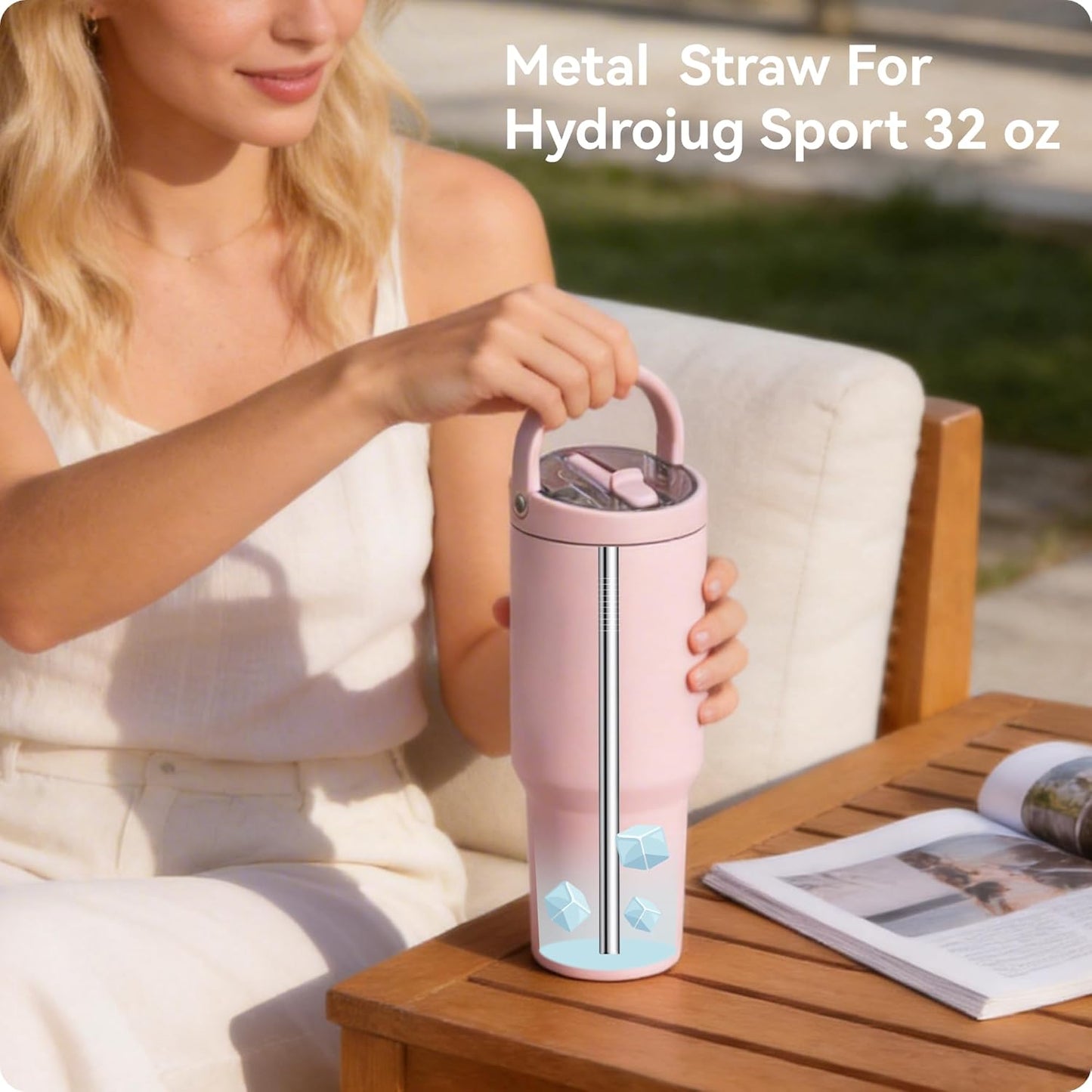 Pajitas de metal compatibles con vaso HydroJug Sport 32 oz sin BPA