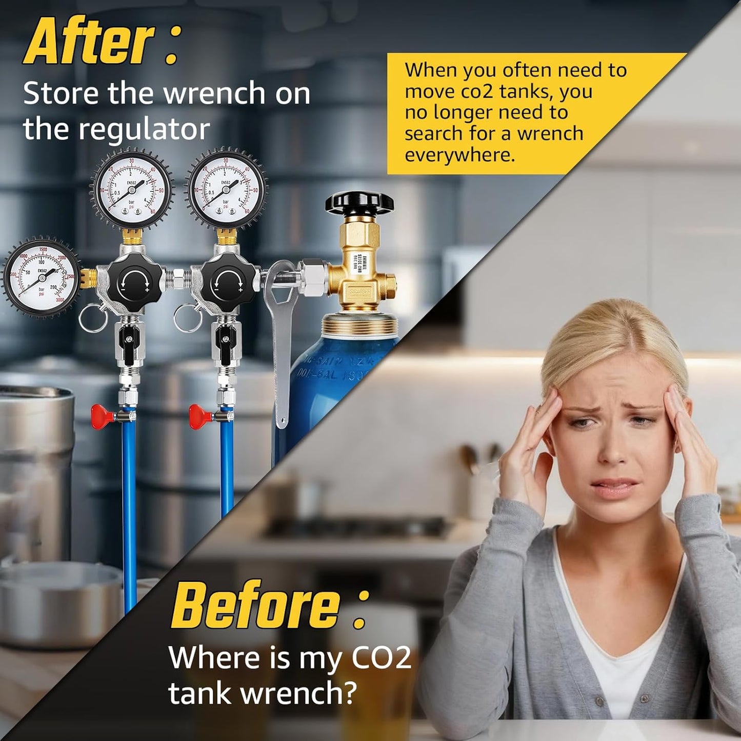 Regulador CO2 dual Kegerator con medidor CGA-320