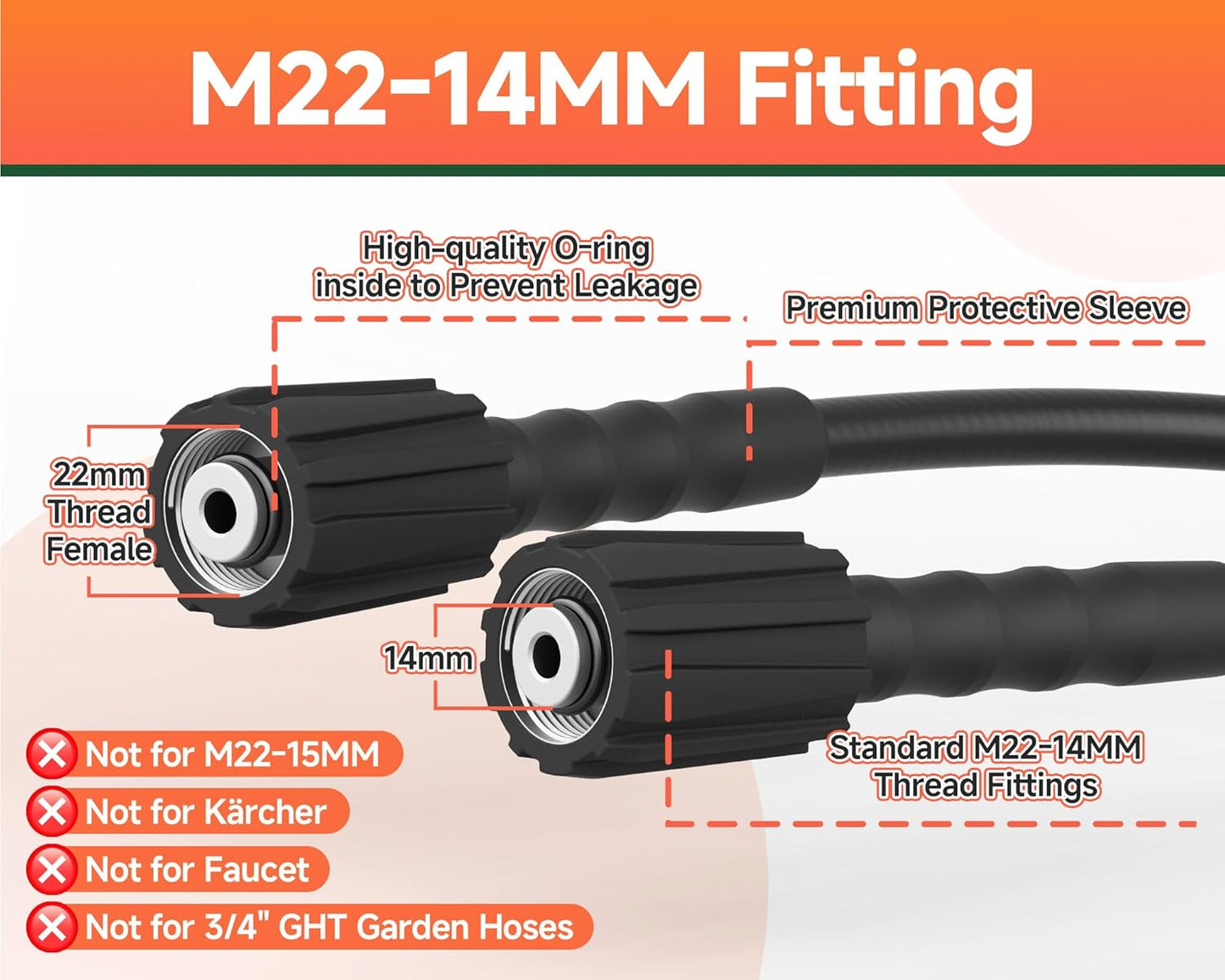 Manguera lavadora a presión 25pulg 3300PSI resistente