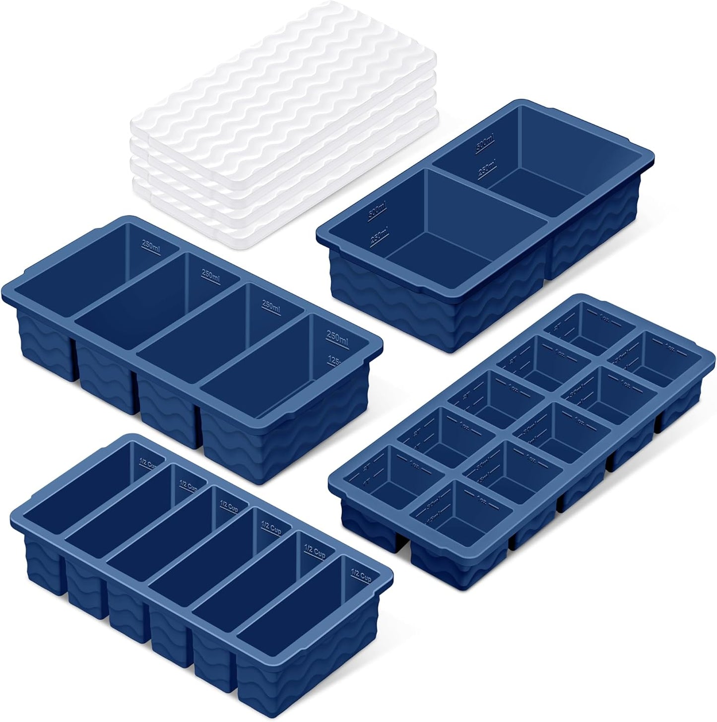 Moldes con tapa para congelador 1/2 cup y 2 tbsp stackables